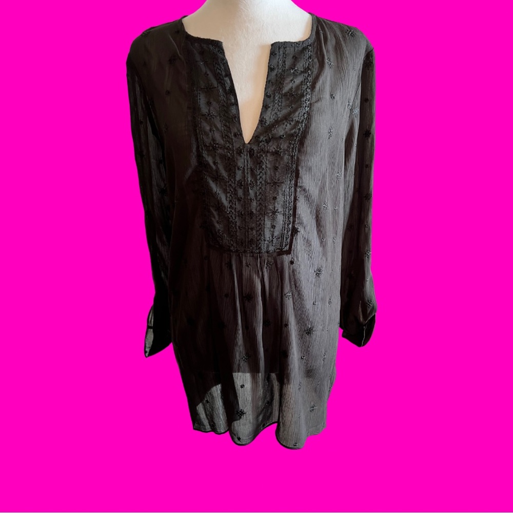 Black boho blouse